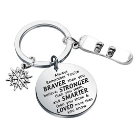 BNQL Skiing Keychain Skiing Gifts for Skier Ski Lovers Gifts Skiers Gifts Snowflake Snowboard Keychain Skiing Snowboarding Gifts (Stainless Steel)