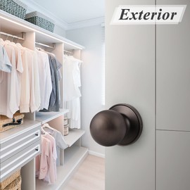 Probrico Oil Rubbed Bronze Hall/Closet Knobs, Interior Passage Door Knobs, Keyless Round Door Knobs Non-Locking Handles (4 Pack)