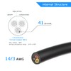 14 Gauge 3 Conductor Electrical Wire, 65.6FT Black Stranded Low