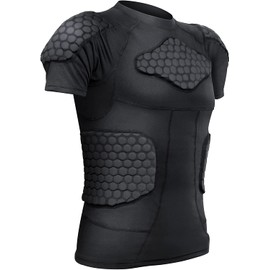 Zicac Men's Sports Shock Rash Guard Compression Padded Shirt Soccer Basketball Protective Gear Chest Rib Guards
