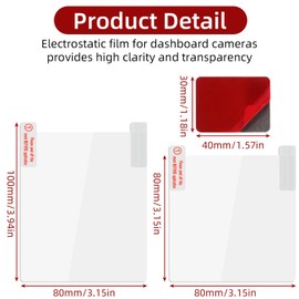 Telooco 8PCS Dash Cam Adhesive Dash Cam Sticky Pads Rearview Mirror Adhesive Windshield Sticker Clear Static Cling Films for Suction Cup Mounting