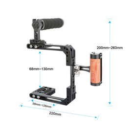 SZRIG Ajustable Camera Cage Assemble for Left/Right Handle Use with Top and Side Handgrip