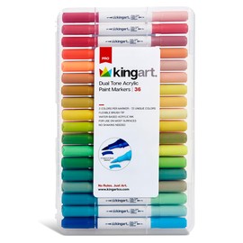 KINGART® PRO Dual Tone Acrylic Paint Markers, 36 Dual Tip Markers, 72 Colors (449-36)
