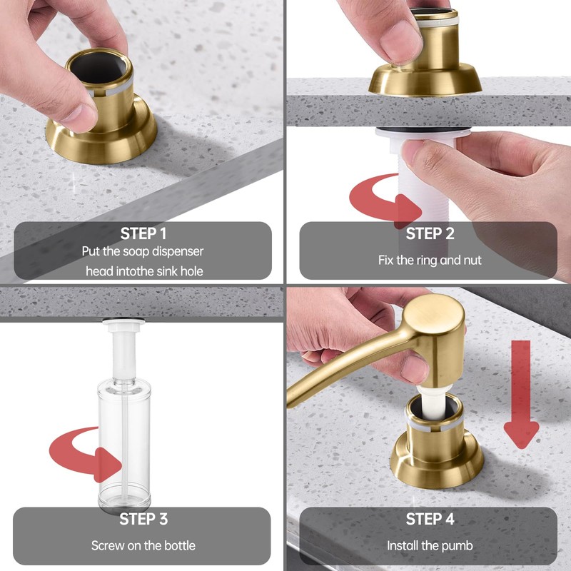 BZOOSIU Kitchen Sink Soap Dispenser, Built in Countertop ABS Pump