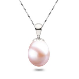 Freshwater Cultured Pearl Pendant Necklace AAA Graded Rosaline Teardrop Necklace Pendant with Sterling Silver Setting and Matching 16 or 18 Inch Chain - Orien Jewelry