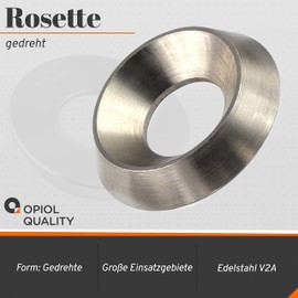 OPIOL QUALITY® Rosette Twisted M6 Made of Stainless Steel V1A A1 (Pack of 50) for Countersunk Screws Rosettes Decorative Washers Washers Made of Solid Material