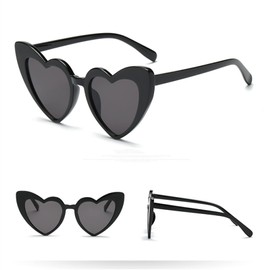 WDZAYXC Polarised Heart Sunglasses Vintage Cat Eyes Glasses Love Heart Shape Sunglasses Heart Glasses UV400 Protection, black/black