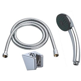 Bene K32-203-150SET 3PCS Duschset, Handbrause+ Edelstahl Schlauch 150cm + Brausehalter, Chrom (Handbrause-Chrom, Edelstahl 1,5 m glänzend)