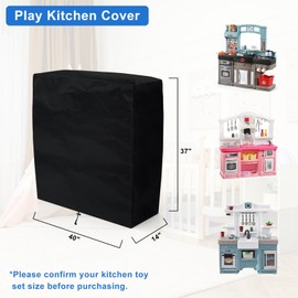 tonhui Play Kitchen Cover for Step2 Kids Kitchen Play Set, 37"" L x 14"" W x 40"" H Dustproof Indoor/Outdoor Kitchen Toy Set Cover, 420D Waterproof Fabric, PK-273