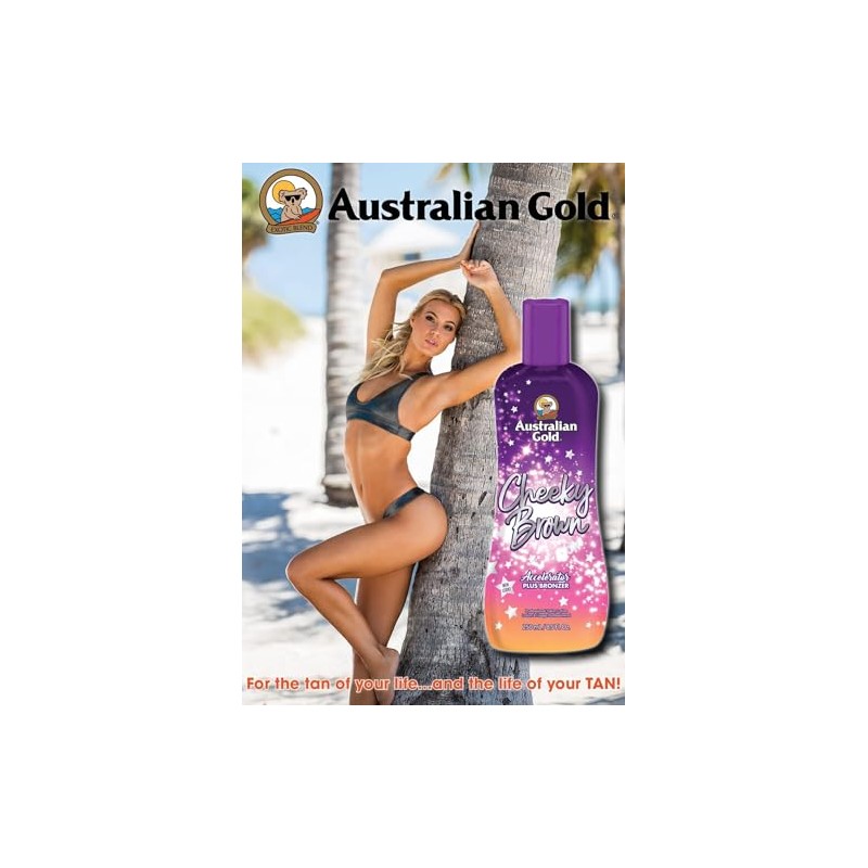 Australian Gold Cheeky Brown Tanning Lotion Dark Accelerator Plus Bronze