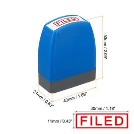 PATIKIL Filed Stamp Self Inking, Red Ink Office Stamps Pre Inked Message Stamp Refillable Business Stamp Style 1, Blue