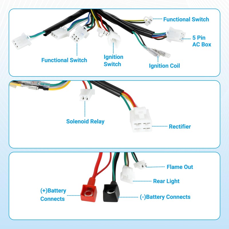 EOPOAYI Electric Wiring Harness Kit Compatible with Taotao Coolster 110cc