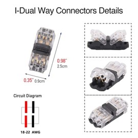 Kalolary Low Voltage Wire Connectors, 20 Pack Wire Connector 2 Pin 2 Way I Tap, Quick Solderless Universal Compact Wire Splice Connection Self-Stripping, Fits 20-24 AWG