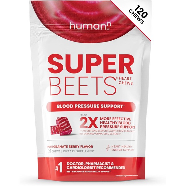 HumanN SuperBeets Heart Chews, Nitric Oxide and Blood Pressure Support,