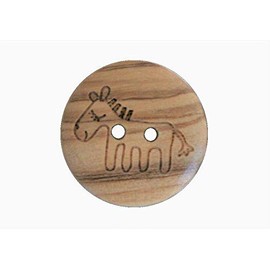 Cute Wooden Buttons 2 Hole Wooden Buttons with Horse Motif Made of Real Olive Wood and Partially Visible Grain (Pack of 10) (22 mm)