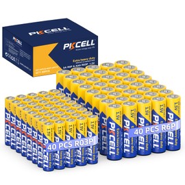 PKCELL AAA Batteries and AA Batteries 80-Count Combo Pack,Include 40 AAA R03P+40 AA R6P Battery,1.5V Carbon Battery for Wireless Mouse Clock Remote Controls Flashlights
