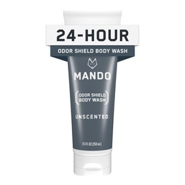 Mando Odor Shield Body Wash - 24 Hour Control - Removes Odor Better than Soap - SLS Free and Paraben Free, Skin Safe - 8.5 Ounce (Unscented)