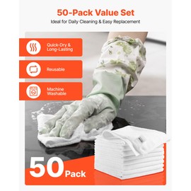 VEVOR 50 Pack White Microfiber Cleaning Cloth, 12 x 12 in Premium Microfiber Towels, Lint-Free and Scratch-Free, Absorbent Cleaning Rags for Car, Household, Kitchen, Window, SPA, Hotel & Bathroom