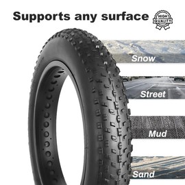 26x4.0 Fat Tire and Inner Tube | Snow Tire | Electric Bikes | Mountain Bike Tire (26x4.0)