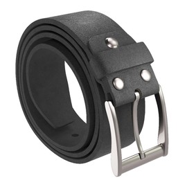H&H Men's Leather Belt Black for Men Leather Suit Jeans 38 mm Wide Can Be Shortened, black