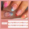 30PCS Summer Press on Nails Short Almond Fake Nails French