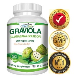 Soursop Graviola Extract 2000 mg – Guanabana Annona Antioxidant Supplement, 90 Capsules (45-Day Supply)