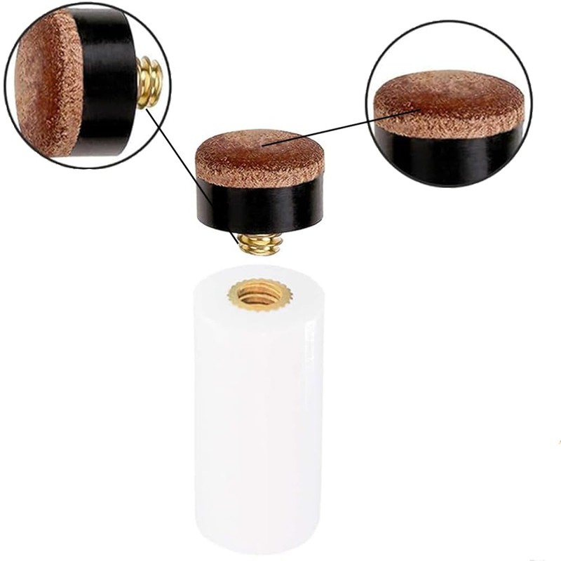 Pool Cue Tips, 12mm Screw-on Hard Billiard Tips, 20-Pack with