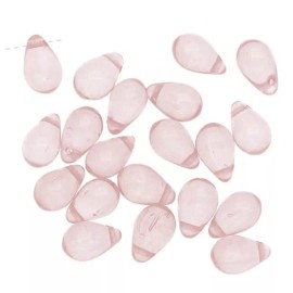 Czech Bead, Teardrop, 100 Czech Pressed Glass Crystal Rose Pink Top Drilled 6x4mm *