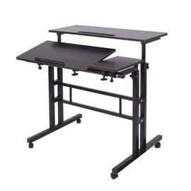 Mobile Laptop Sit-Stand Desk, Soges Height Adjustable Standing Tiltable Top Desk, 31.5 inch Stand Up Computer Desk for Home Office, Small Rolling Desk for Small Space, Black ZS-101-2BK