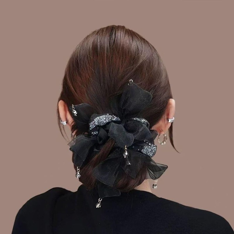 Coletero De Malla con Pedrería, Banda Elástica para Moños, Accesorios