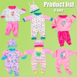 6 Sets Doll Clothes and Accessories Play Set for 43 cm Baby Dolls (No Doll)