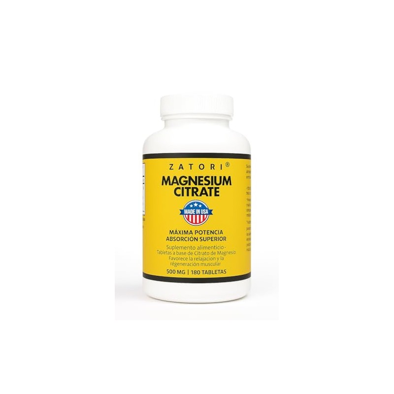 Citrato de Magnesio mejor absorción 500 mg suministro 180 días