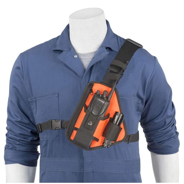 HOLSTERGUY RCH-101ORU (Orange) Radio Chest Harness Shoulder Radio Holster Chest Pack Adjustable Single Radio Pouch Two-Way Radio Holster for Motorola Radios and Walkie Talkies RCH-101ORU Made in USA