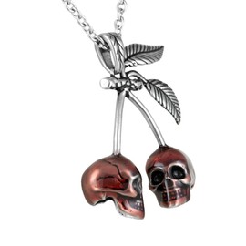 CONTROSE Jewelry Cherry Skull Necklace Pendant (28" necklace - 316L Stainless Steel)