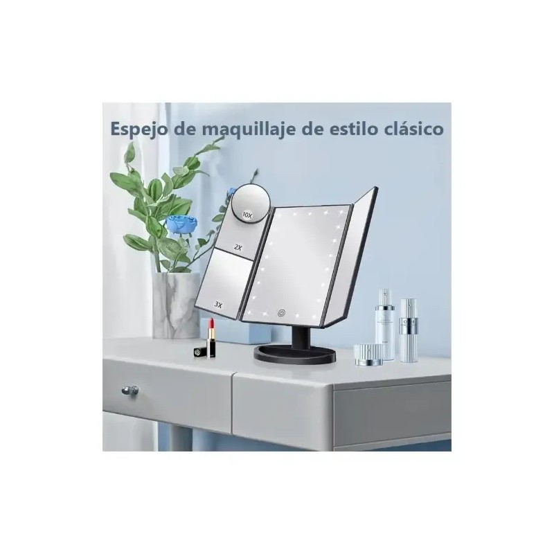 Espejo Maquillaje con Luz Iluminacíon 21 LED y Aumento 1X