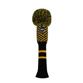 Knit Hybrid Golf Club Covers Fits Hybrids/UT Classical Fine Stripes with Long Neck Funny and Fresh Colors (Yellow Pom Pom)