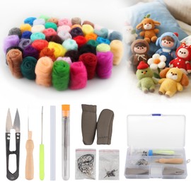 Needle Felting Kit with 40 Vibrant Colors Wool Roving – Complete Felting Kit Includes Essential Needle Felting Tools, Felt Molds & Portable Storage Box – Perfect for DIY Craft, Gift Making