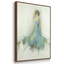 Renditions Gallery Canvas Abstract Wall Art Modern Decorations Paintings Faded Elegant Lady Watercolor Romantic Walnut Floater Framed Artwork for Bedroom Office Kitchen - 27"x41" LT546