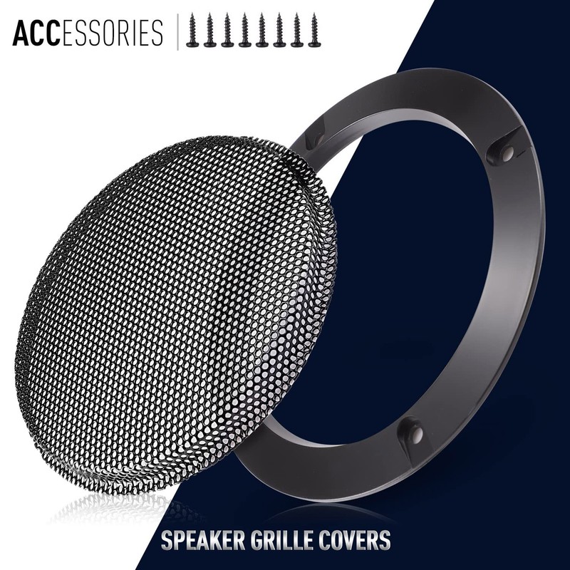 Facmogu 2PCS 4" Black Round Speaker Grills Cover, Metal Mesh