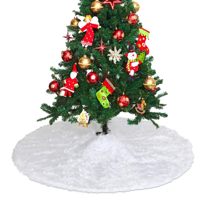 Lihao 90 cm Christmas Tree Skirt, Round White Christmas Tree