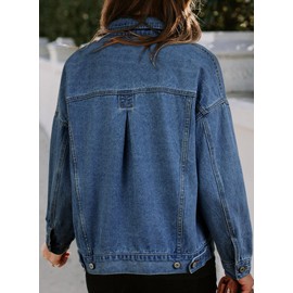 Sidefeel Women's Western Outfit Denim Jackets 2025 Spring Outfits Zimbaplatinum Jean Jacket Dark Blue Medium