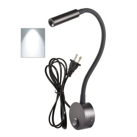 New Black Reading Lamps LED Wall Mounted Study Reading Light for Bed Headboard Gooseneck US Plug Corded-Electric Sconce Lamp Spot LED ( 6000K White)