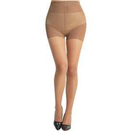 SUREPOCH 20D Sheer Tights Control Top Black Pantyhose for Women Tummy Control Nylon Stockings