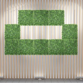 ECOOPTS 20" x 20" Artificial Leaf Boxwood Fence Greenery Panel Privacy Fence Ivy Screen Decoration for Home Backyard Patio Indoor Outdoor (7 Pieces)