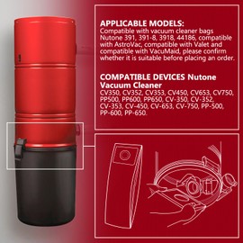 HASME 3-Pack Replacement Central Vac Bags for Nutone Vacuum Cleaners Replaces for CV350 CV352 CV353 CV450 CV653 PP500 PP600 PP650 CV750 6 Gallon