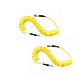 SANFU (PU) Polyurethane Recoil Air Hose 1/4”ID x 25ft with Bend Restrictor,1/4” Industrial Steel Quick Coupler and Plug, 2-Pack, Yellow