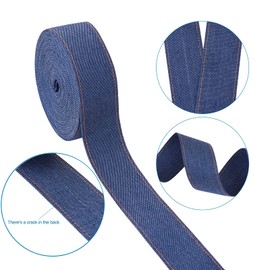 Pandahall 10.9 Yards Stitch Denim Ribbons Denim Ribbon Fabric 1.57 Inch Wide Denim Strips for Crafts Headband Apparel Jeans Bows and Sewing Decorations