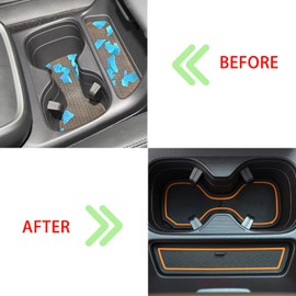 LOCOY Center Console Liner for Honda CRV Accessories 2023 2024 2025 2026, for CR-V Cup Holder Mat, Door Slot Pad, Coaster Trim, Non-Slip Dust Interior, Custom Rubber Decoration Insert (17pcs, Orange)