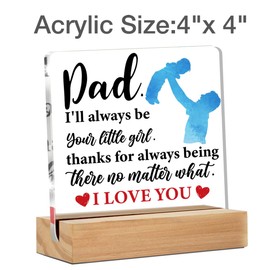 Dad Gifts Father Gifts From Daughter, Gift for Daddy Birthday Christmas Father's Day, Dad I Love You Clear Acrylic Desk Decorative Sign for Home, 4 x 4 Inches