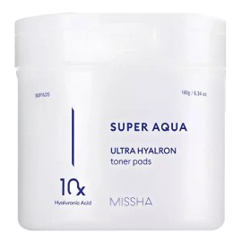 MISSHA 미샤 수퍼아쿠아 울트라 히알론 토너 패드 180g, 90개입, 1개 [90매입 x 5개] Missha Super Aqua Ultra Hyalron Toner Pad 180g, 90 pieces, 1 pack [90 sheets x 5 packs]